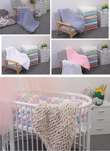 Miniatura 3 de GIBZ Manta de punto grueso de lujo con hilo de felpilla, hecha a mano, cálida y suave para cama, sala de estar, silla, sofá, decoración del hogar,