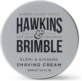 Hawkins and Brimble Shaving Cream 100ml / 3.4 fl oz - Male Shave Soap Lotion Good Lather | Lightly Fragranced Nice Aroma