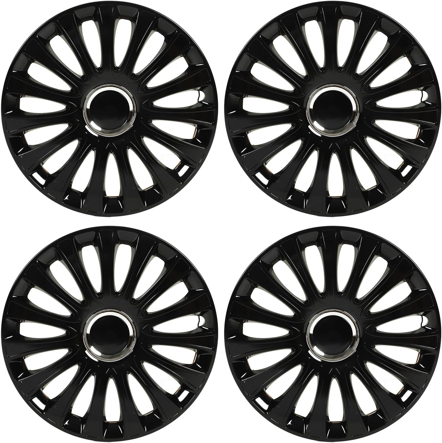 Wheel Rim Cover, 4PCS 14in Wheel Hubcap Black High End Cool Sporty Wheel Rim Cover