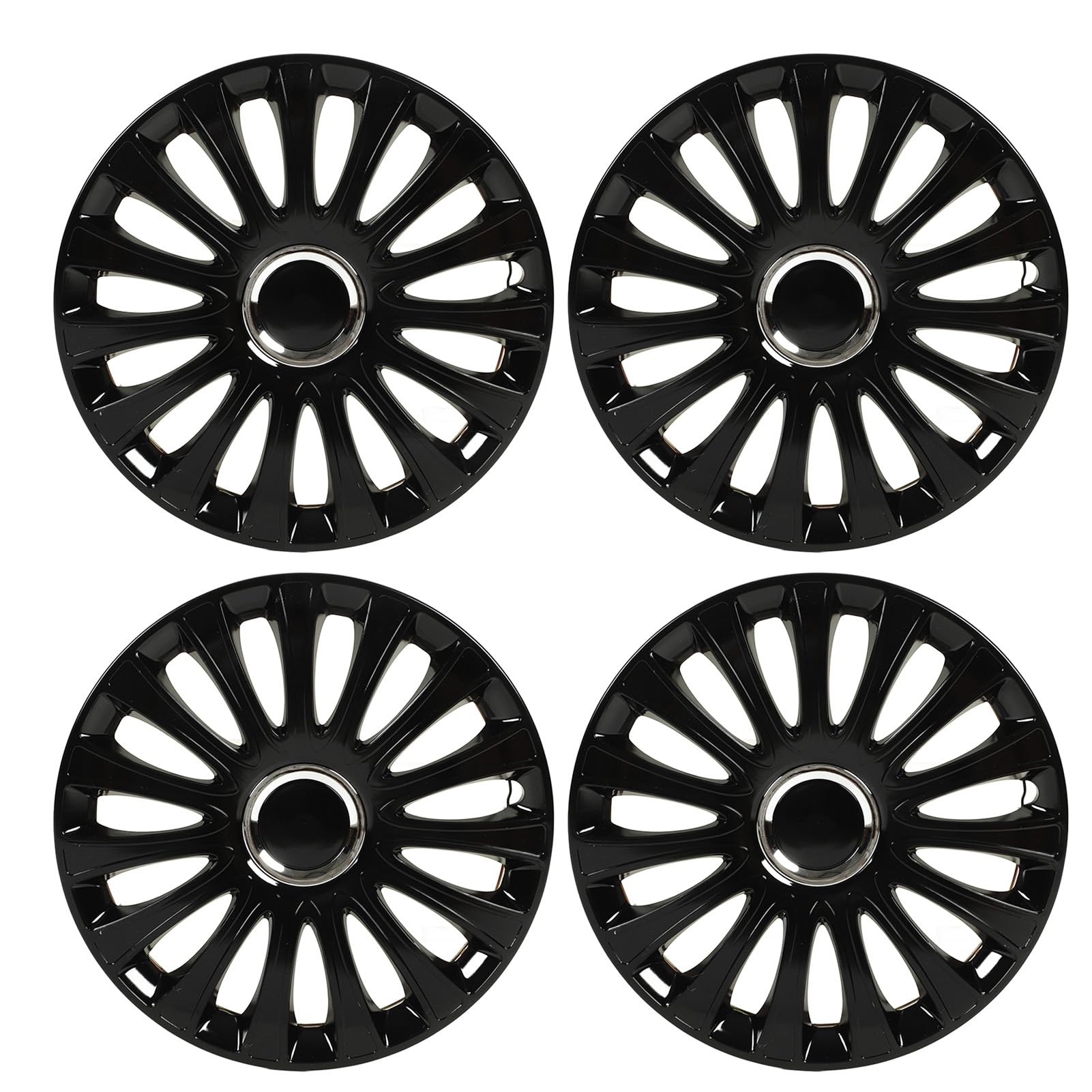 Bediffer Coprimozzo Ruota Nero Lucido da 15 Pollici, 4 Pezzi, Resistente, Design Aerodinamico, per, V40,