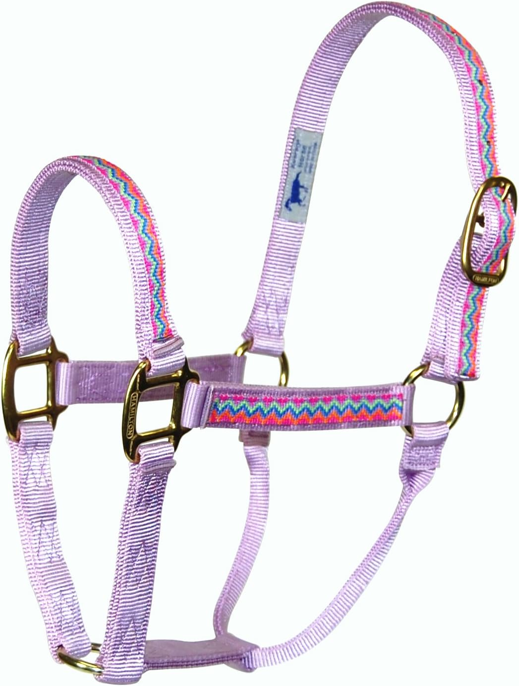 Hamilton 1 Nylon Quality Horse Halter, Average Size (800 to 1100 lbs), Lavender Weave Overlay