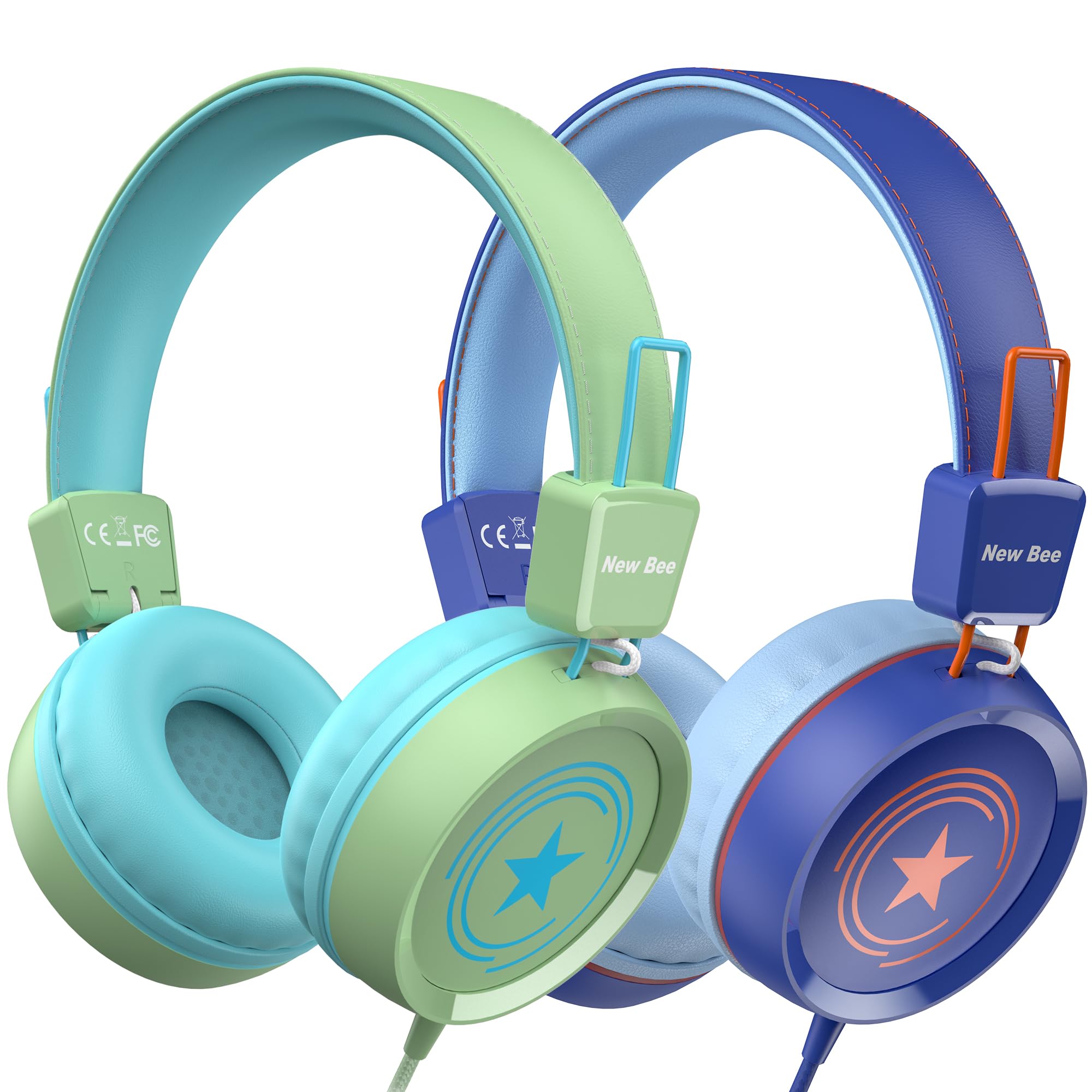 New Bee 2 Pack Kids Headphones with Microphone, Safe Volume Limited