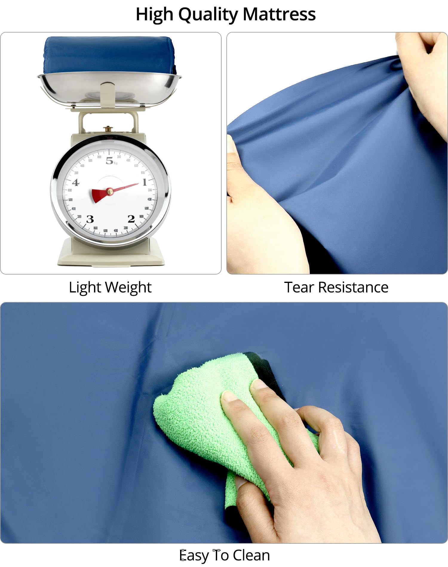 QWORK® Cojín de Dormir Doble para Acampar, colchoneta Camping, Esterilla Camping, para mochileros, Senderismo, Campamento para automóviles, 200 * 120 * 9cm
