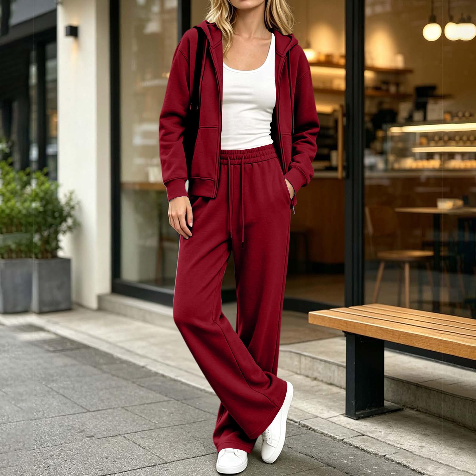 Tute Donna Autunnali Inverno Set Coordinato Sportivo Tuta da Jogging