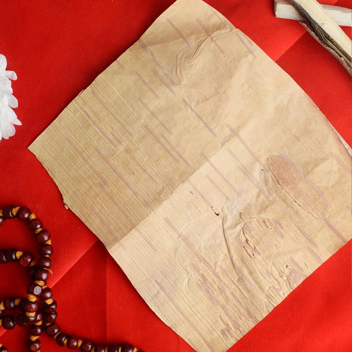 Satvik 5 Pc Bhoj Patra for Pooja|Mantra Siddhi Paper Leaf Bhojpatram Sheets Wooden Yantra Birch Betula Bark Bhoojpatra Bhurajjamaram/Purchcham/Bhujaatri/Bhuyapatra/Bhurj Diwali Puja Items
