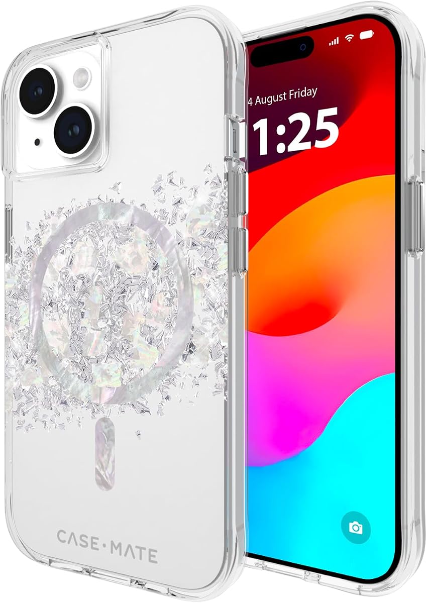 Case-Mate iPhone 15 Case - Touch of Pearl [12ft Drop Protection] [Compatible with MagSafe] Magnetic Cover with Cute Bling Sparkle for iPhone 15 6.1", Anti-Scratch, Shock Absorbent Material, Slim Fit