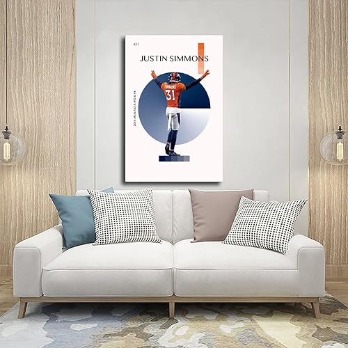 Miniatura 5 de WouND Justin Simmons - Póster deportivo Art Deco 1 lienzo decorativo para dormitorio, paisaje deportivo, oficina, habitación, decoración de regalo,
