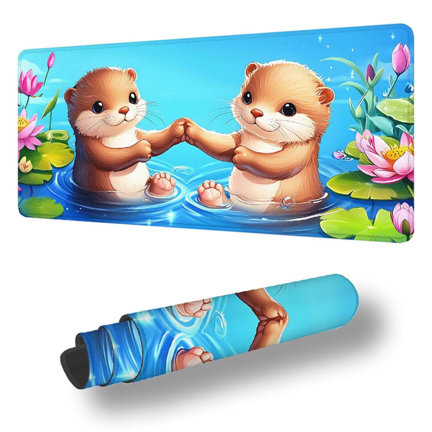 Podkładka pod mysz XXL 1200 x 600 mm duża śliczna podkładka pod mysz dla graczy pod ręką biurko szyte krawędzie wodoodporna antypoślizgowa do komputera, laptopa poprawia precyzję i szybkość, zwierzę S