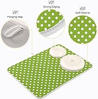 Vista 4 de Tapete de secado de platos verde para cocina, tapete de secado de microfibra verde menta con lunares blancos, tapete de secado de microfibra