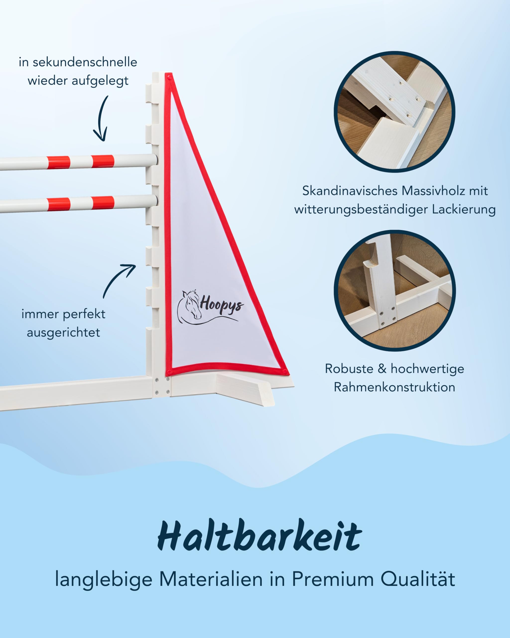 Hobby Horse Hindernis rot - mit zwei Sprung Stangen - Steckenpferd Spielzeug für den Garten - Gartenspielzeug Geschenke für Kinder