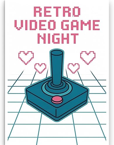 Retro Video Game Night - Gamer Room Decor - 13x19 Poster Print - Neon Arcade Art