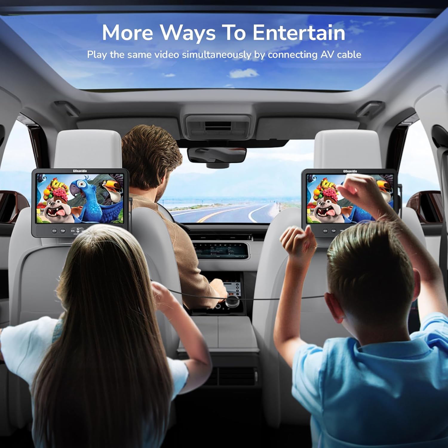 10.1 Dual Car DVD Players with HDMI Input, Headphones, Mounting Brackets, Headrest DVD Players for Car Support USB/SD Card, AV in/Out, Last Memory, Play A Same or Two Movies, No Battery