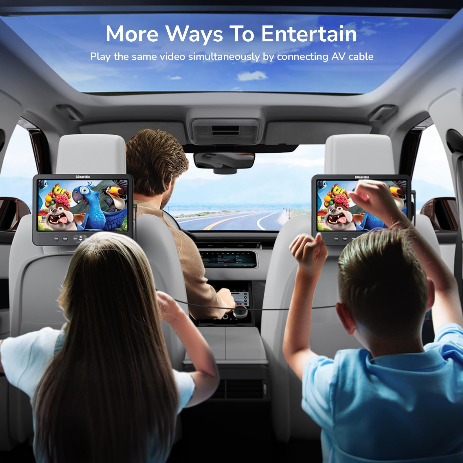 GOnavidio Lettori DVD per Auto Doppi da 10,1'' con Ingresso HDMI, Caricatore da Muro, 2 Cuffie, Supporto Regione Libera, Ultima Memoria, Ingresso AV e Uscita AV, Scheda USB/TF (Nero)