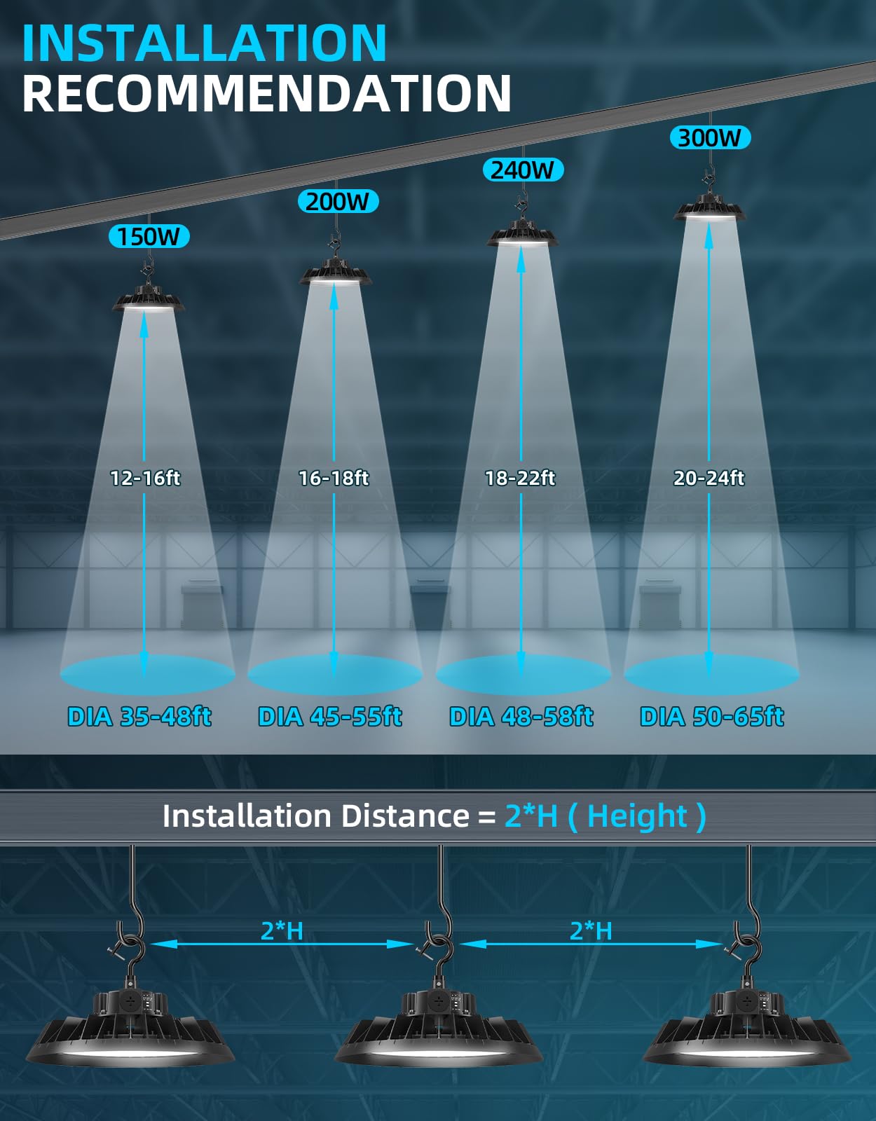 UFO LED High Bay Light 300W 240W 200W Adjustable 5700K 5000K 4500K Dimmable High Bay LED Shop Light — view 9