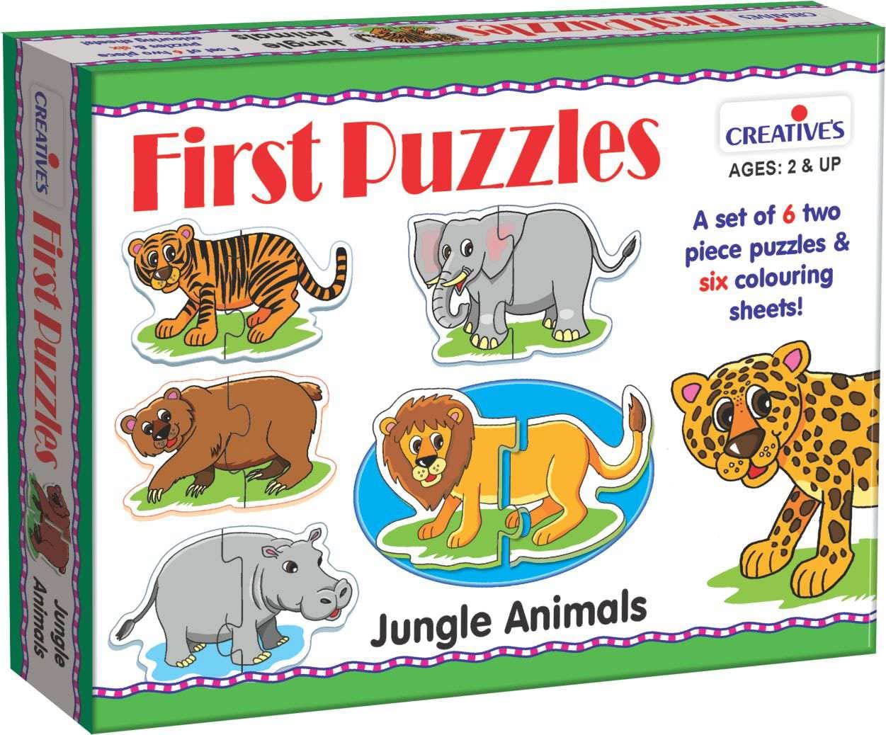 Creative Educational Aids – First Puzzles – Jungle Animals & Creative Educational Aids – Dominoes-Shapes & Colours & Smart Fruits and Vegetables Puzzle, 4 Set of Picture Puzzles with 2 Board