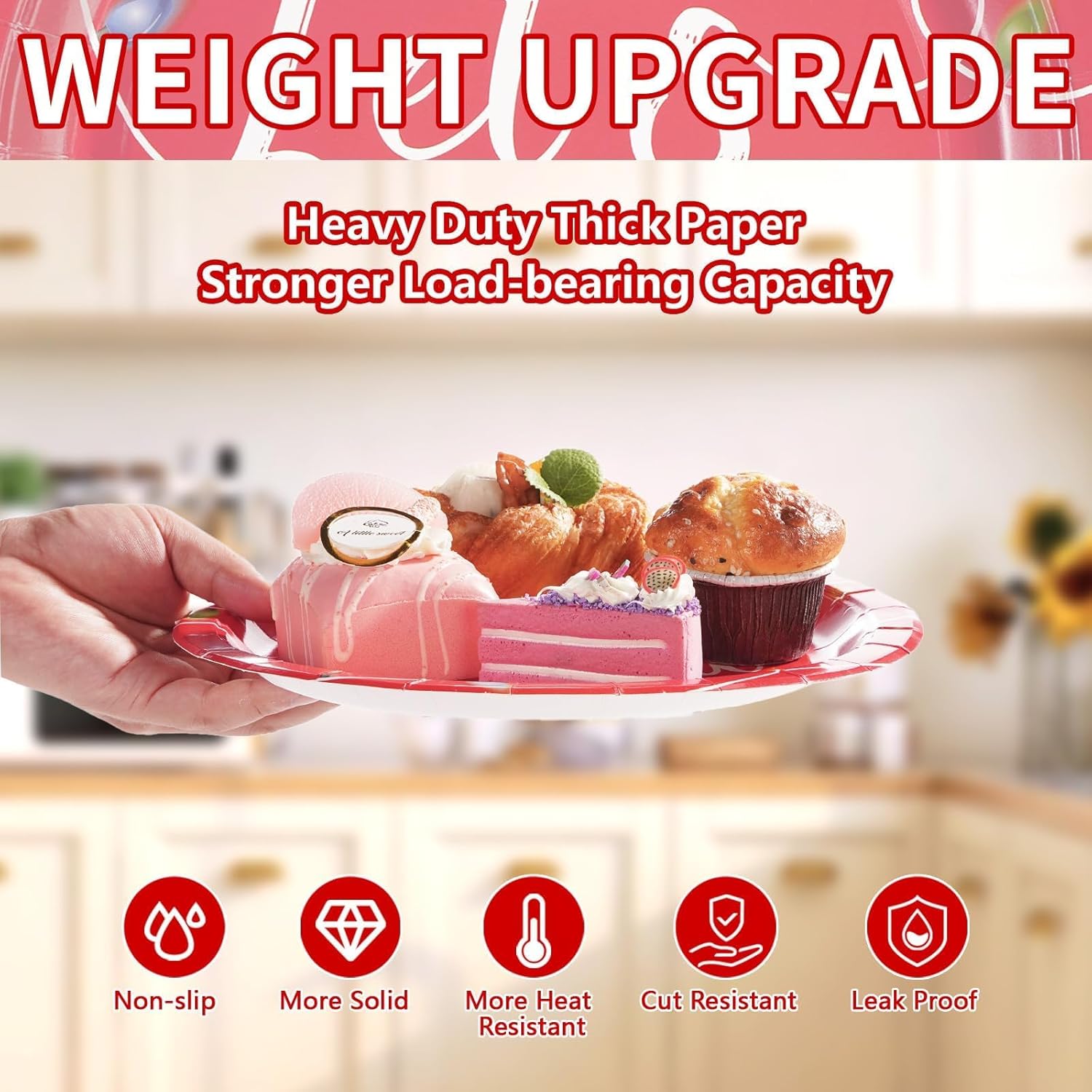 50 Pcs New Year Paper Plates 10" Large Heavy Duty Let's Get Lit Dessert Plates Disposable Red Colorful Light Bulb Party Supplies for New Year Winter Holiday Birthday Party Decorations - Image 3