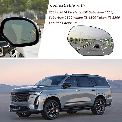 Miniatura 2 de Espejo lateral de pasajero de repuesto para Cadillac Escalade Chevy Suburban Tahoe GMC Yukon 2009-2014  para Cadillac Escalade espejo lateral de