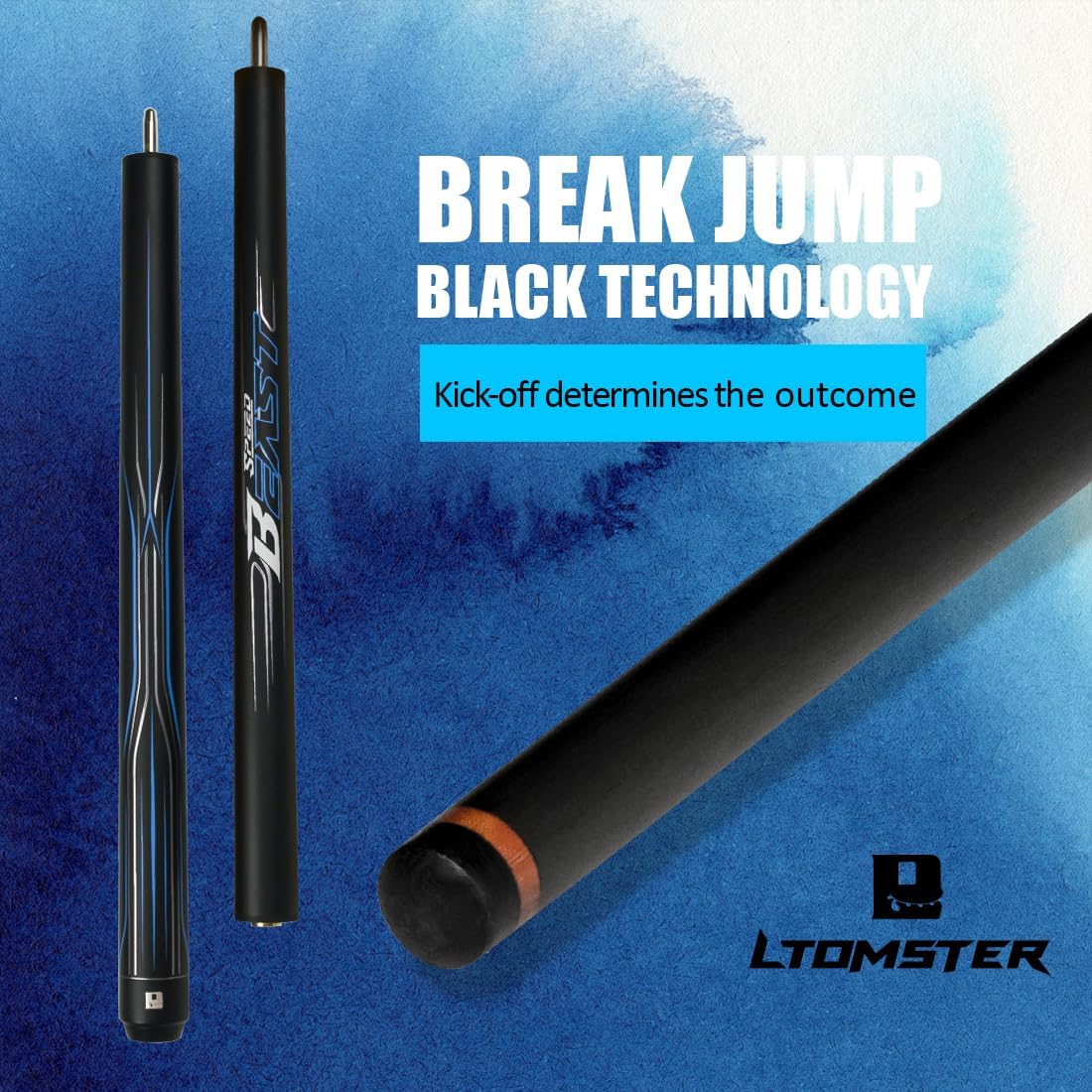 Little Monster Carbon Fiber Break Jump Cue 3-Piece Jump Cue Break Pool Cue Stick 19.5oz 12.9mm Tip with Soft Bag