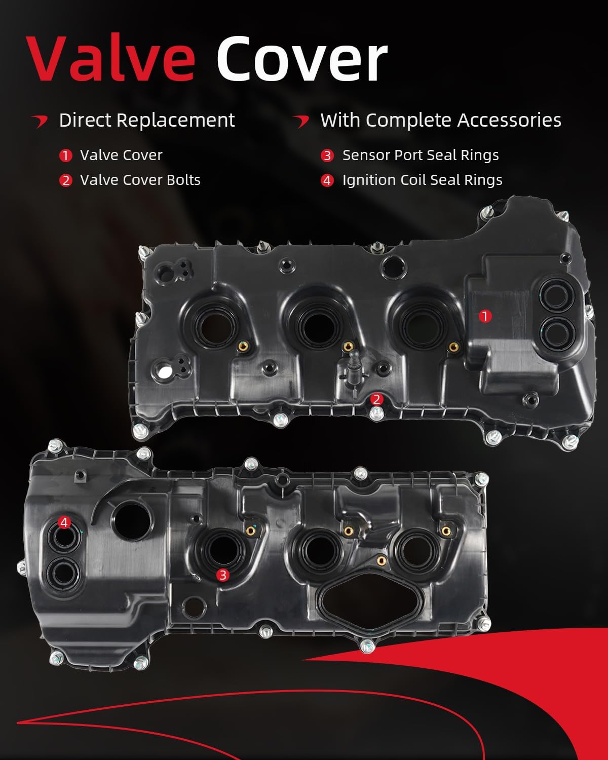 Fordnova Engine Valve Cover Kit w/Gasket Left Right for F150 Ford 2013-2016 3.5L, Expedition 2015-2017, Transit 2015-2023, Navigator 2015-2017, 3.5L, EcoBoost Valve Cover