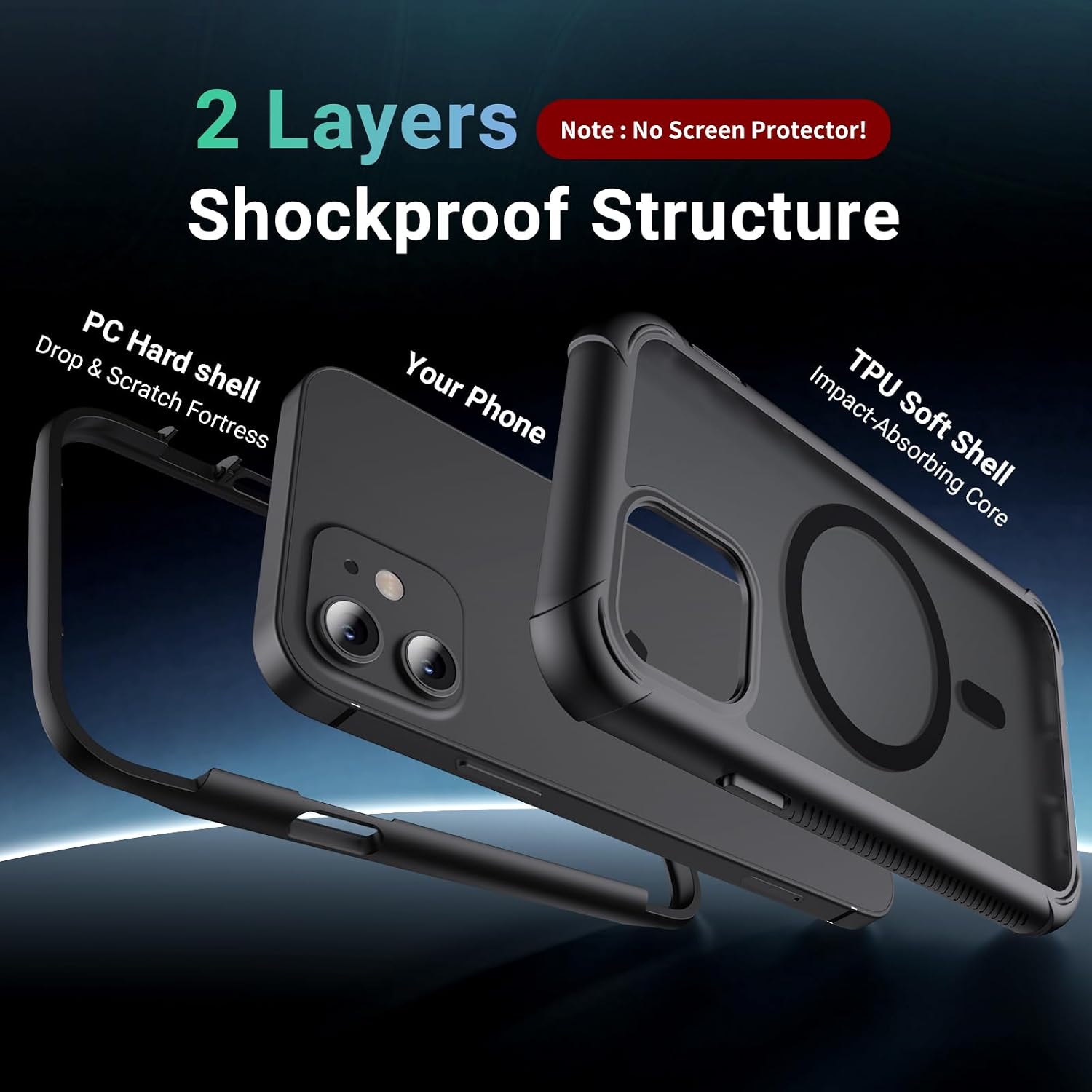 jaroco Magnetic for iPhone 12/12 Pro Case Heavy Duty Protection Black
