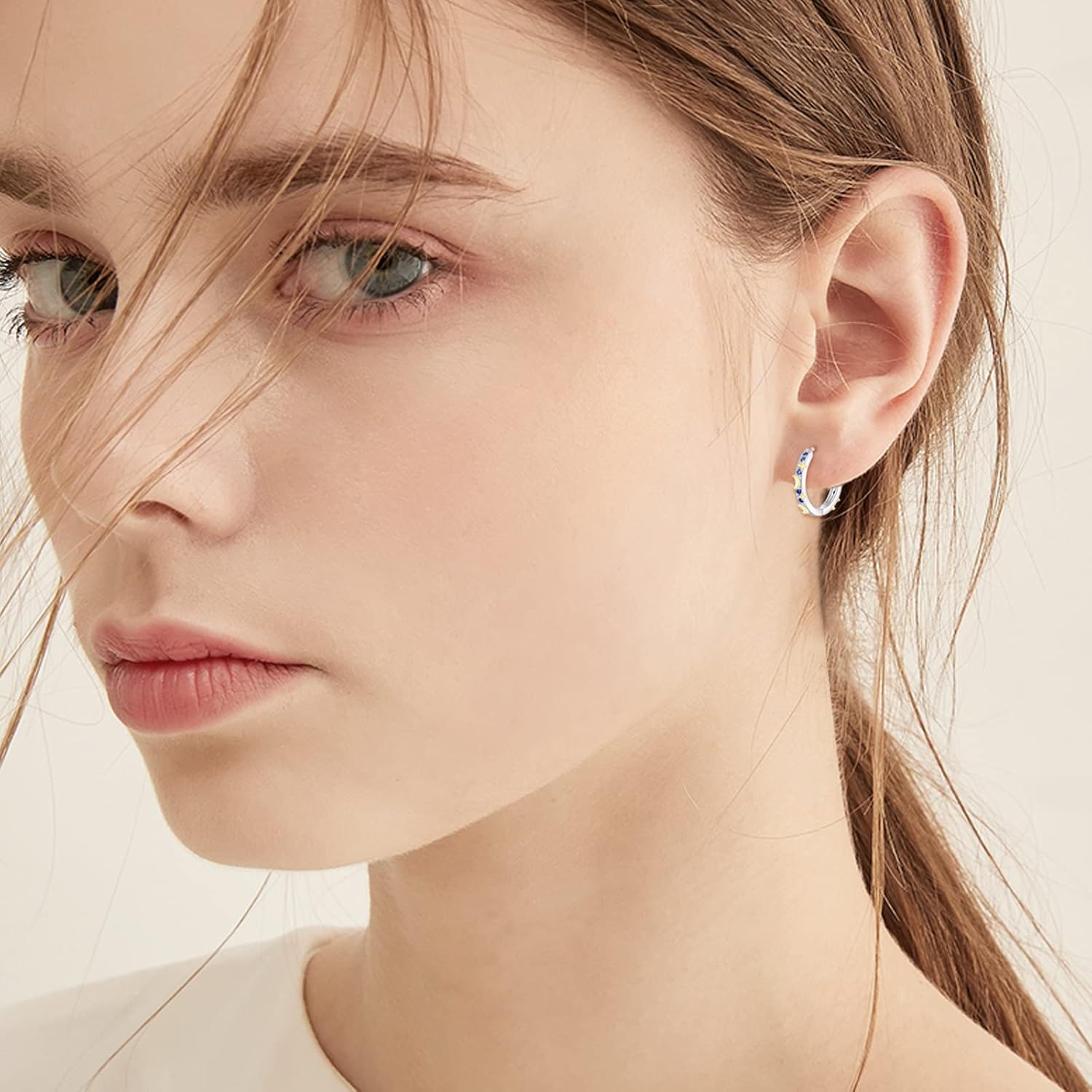 Star Hoop Earrings Moon and Star Earrings for Women Silver Hoop Earrings Jewelry Gifts for Women Girls - Image 2