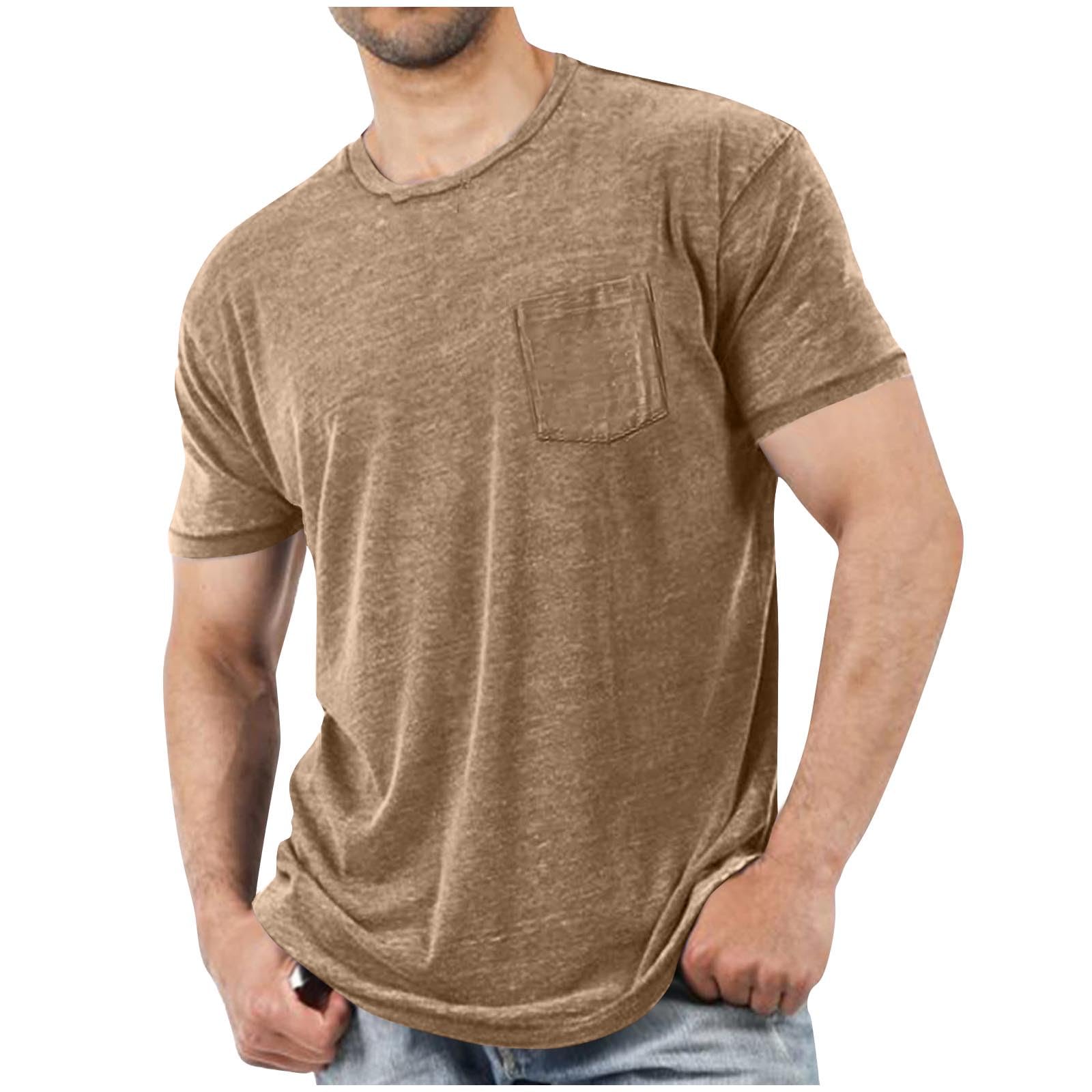 Plain Fitted Tshirts for Men Muscle Short Sleeve Shirt Crew Neck T Shirts Casual Tops Basic Tees Breathable
