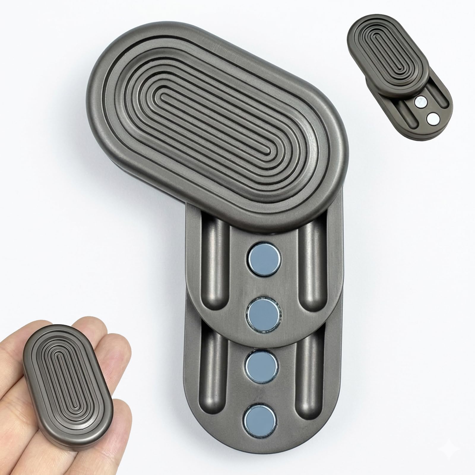 Metal Fidget Slider Four Layer Magnetic Haptic Clicker for Adults, Heavy EDC Desk Stress Reliever with Exquisite Circular Pattern, Satisfying Heft & Superior Hand Feel (Matte Black)
