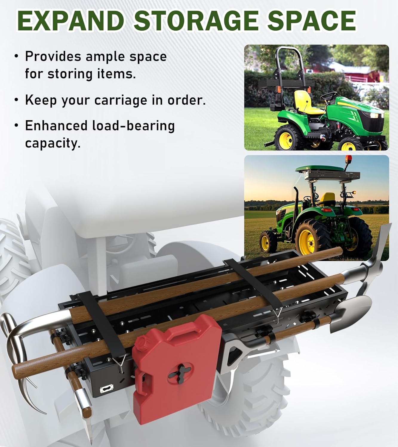 ELITEWILL Universal Tractor Tool Box Tray with Bracket 46.5x15.6x5.7 Inch Extra Large Aluminum Tractor Tool Basket 180 LB Capacity Carrier for Farmers Landscapers Ranchers