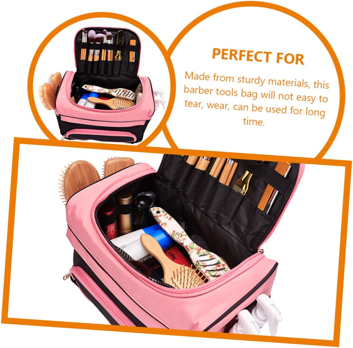 Multi-Functional Hairdressing Tool Organizer Bag for Stylists Portable Travel Case for Combs Clippers and Accessories Lightweight Oxford Design Pink