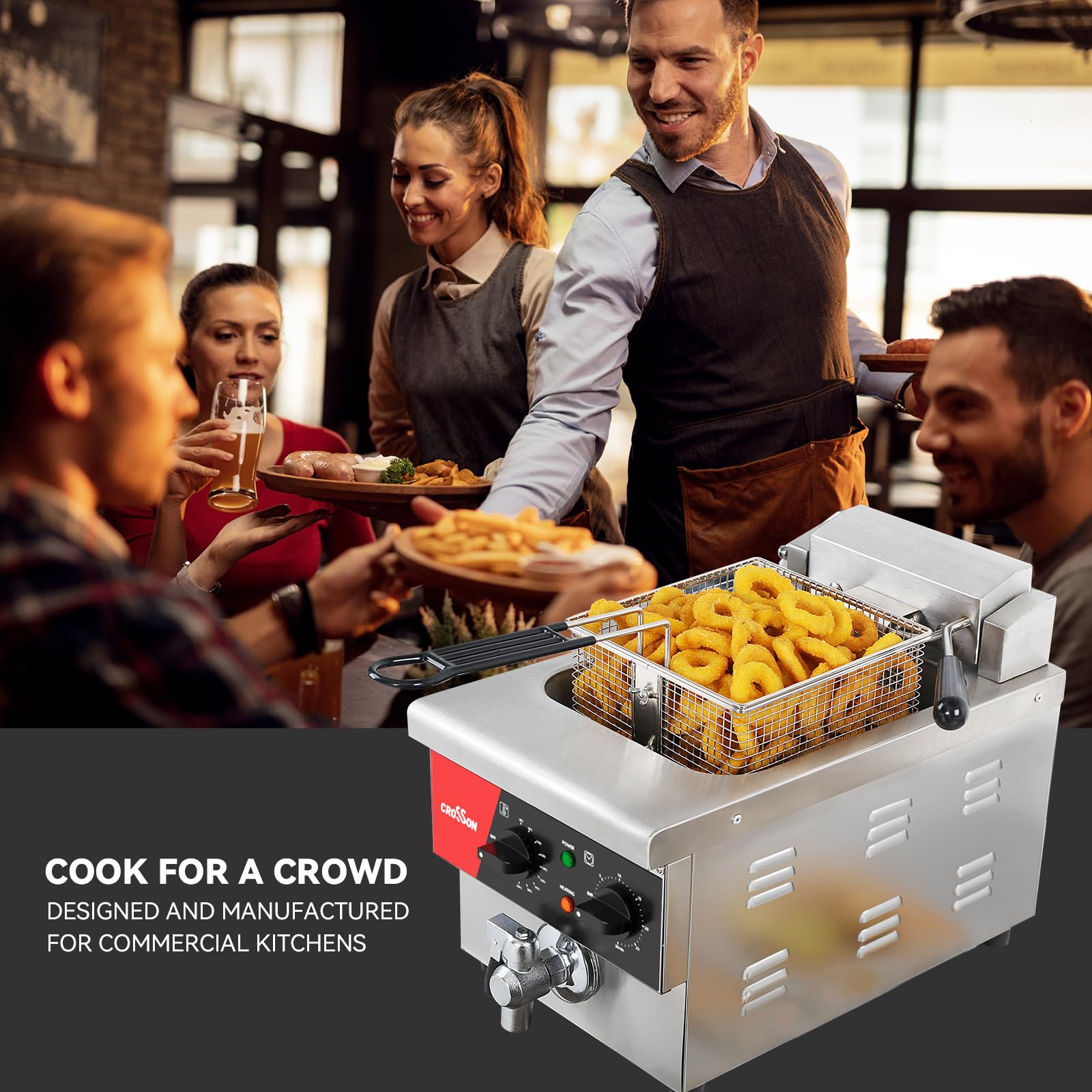 Friteuse 12L Electrique Inox,VEVOR Friteuse Commerciale en Acier Inoxydable,à Double Réservoir 5000W Friteuse avec 2Paniers à Friture avec Poignée | Leroy Merlin
