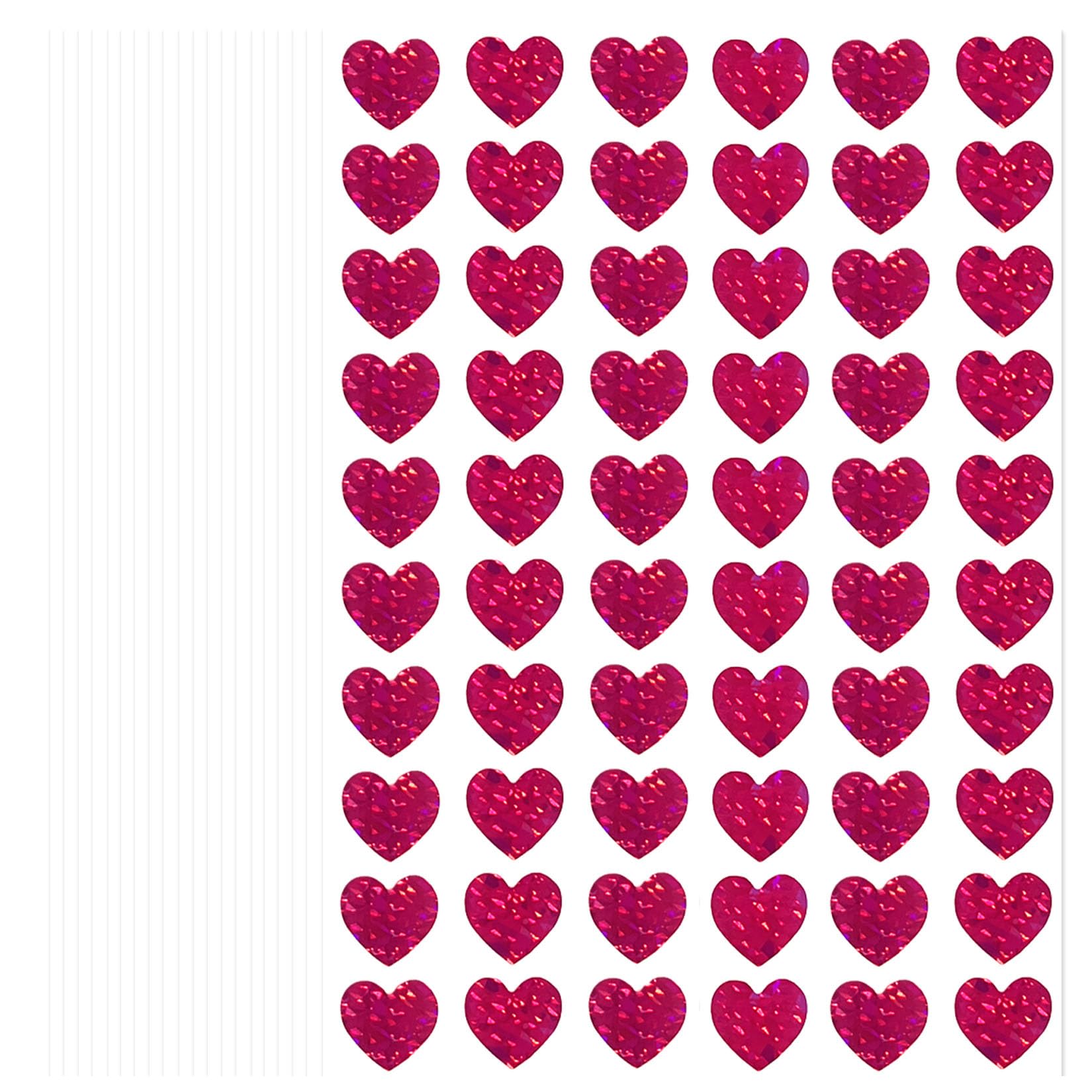 SHUNYINLAI 20 Sheets Glitter Heart Shaped Stickers, Self Adhesive PVC Heart Decals Love Labels for Wedding, Party, Valentine's Day, Crafting Supplies - Rose red