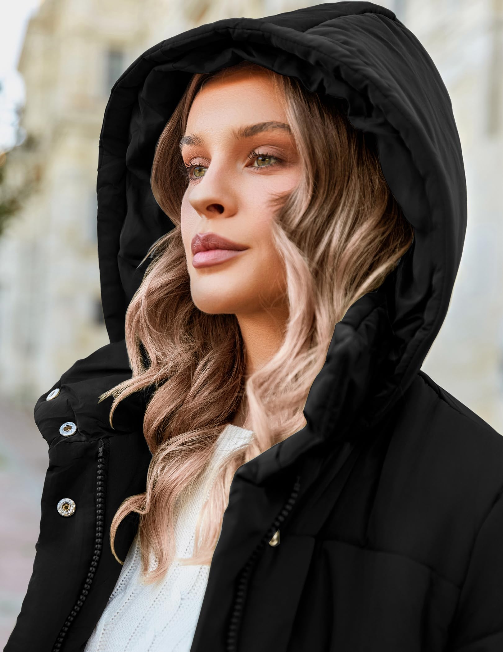 Zeagoo Abrigo de invierno para mujer, chaqueta cálida, chaqueta larga para exteriores con capucha, abrigo acolchado de invierno, parka