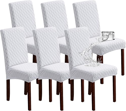 Vista 28 de Genina - Fundas impermeables para sillas de comedor, fundas elásticas de Jacquard, extraíbles y lavables, protector de silla para cocina, hotel