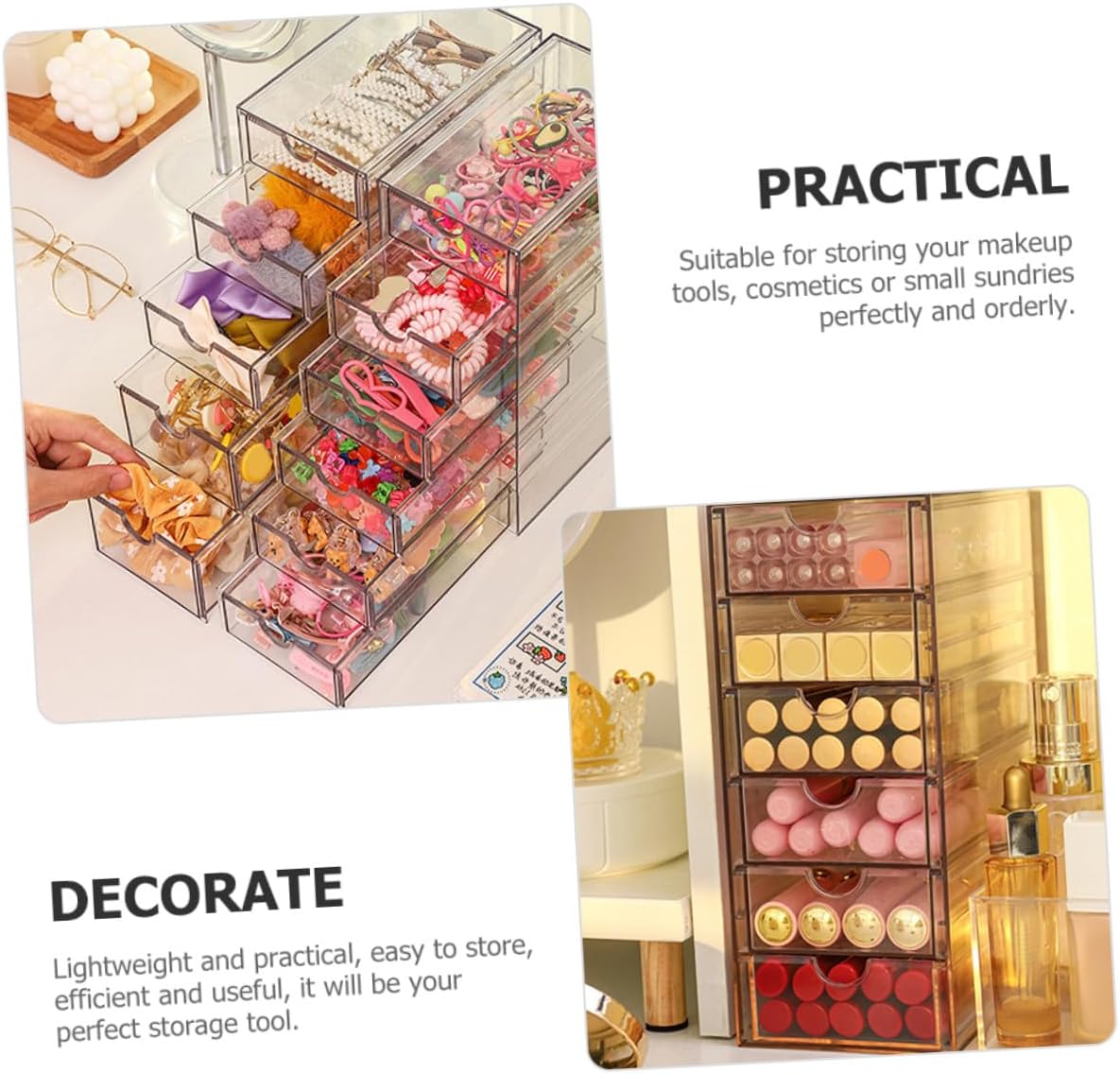 Multi-deck Desktop Storage Box Capacity Organizer for Makeup Jewelry Stationery Transparent Container for Home and Office Sundries