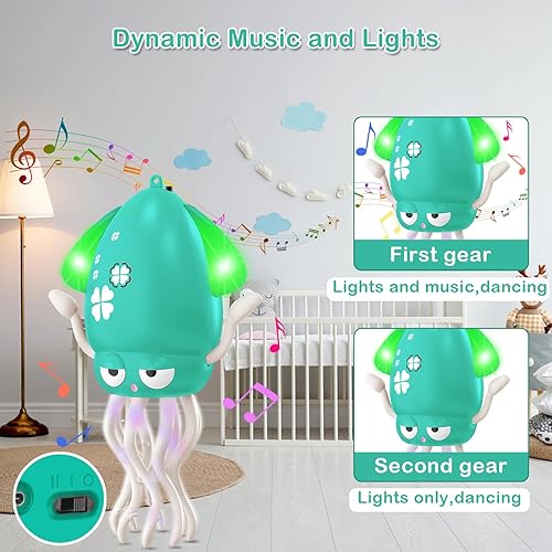 Miniatura 5 de WDQT Juguete de cangrejo gateante para bebés, juguetes para bebés con batería recargable integrada, juguetes para bebés con música y luz LED para