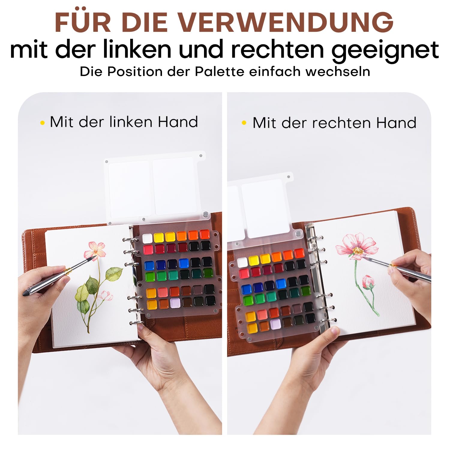 Reise Aquarellfarben Skizzenbuch Set - 36 Premium Wasserfarbenset mit Doppelspitze Reisepinsel und 100% Baumwollepapier, PU-Ledereinband | Perfektes für Künstler, Hobbymaler und Malerei-Liebhaber