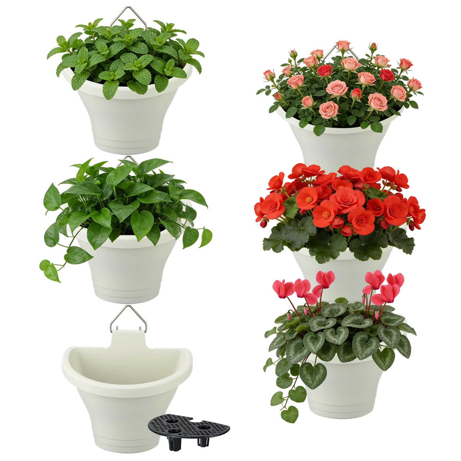 MADHOLLY 6-Pack White Vertical Planters