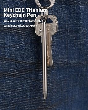 TKP1 Mini Titanium EDC Pen Bolt Action Ballpoint Pen, Metal Ballpoint Pen with Black Refills and Key Ring, Personality Creative Signature Pen for Work, Business (Dark Grey)