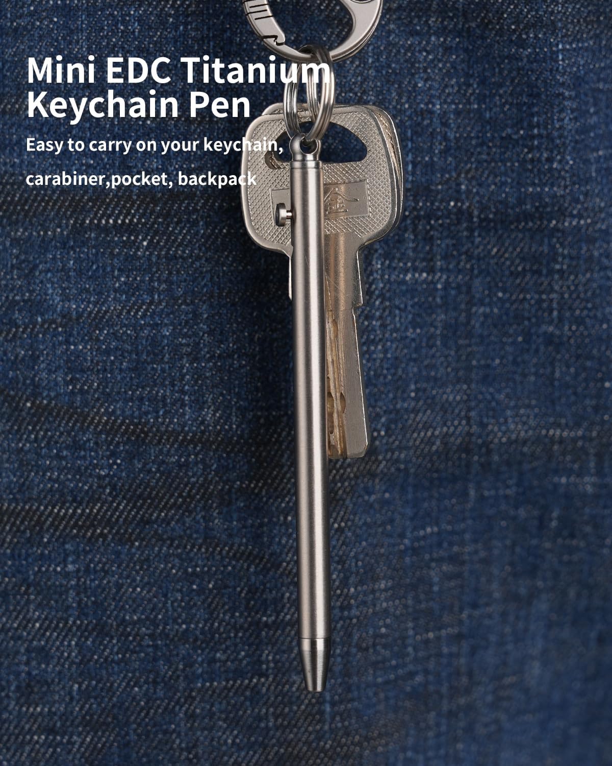 TKP1 Mini Titanium EDC Pen Bolt Action Ballpoint Pen, Metal Ballpoint Pen with Black Refills and Key Ring - Image 4
