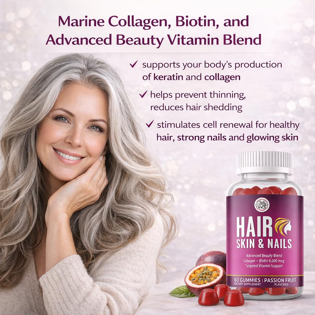 Grab The Gold Hair Skin & Nails Gummies Biotin Collagen Passion Fruit — Amazon image 10