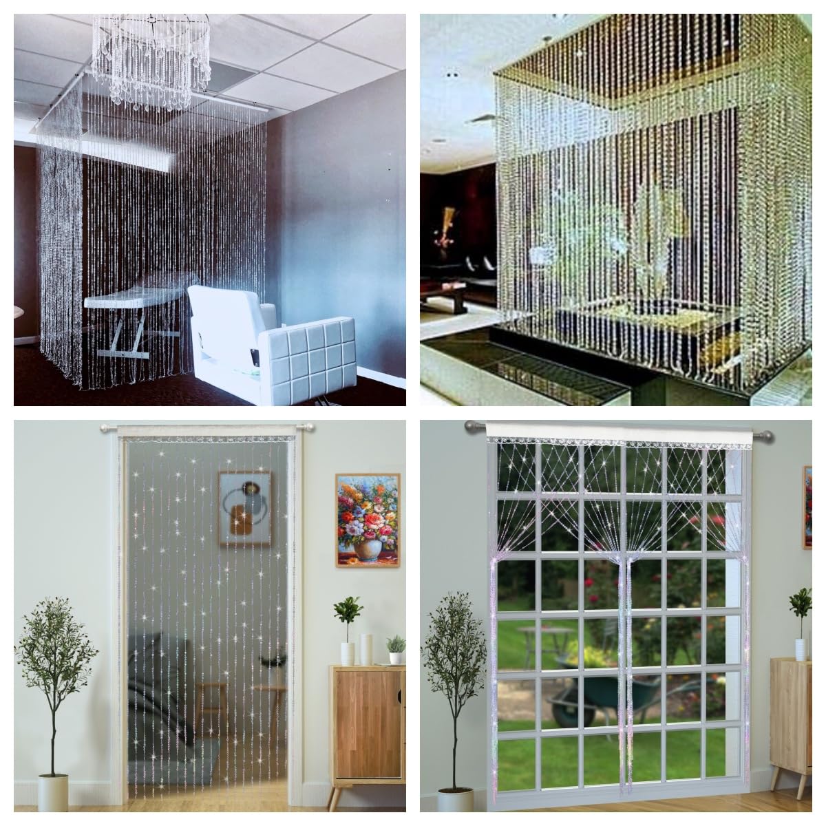 YaoYue Crystal Beaded Curtain Door Curtains Room Divider Hanging Diamond Acrylic Beads for Doorway Hippie Closet Bedroom Wall Window Backdrop Decor (35.5×79in/90×200cm, Crystal)