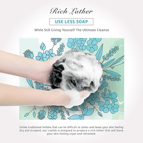 Miniatura 4 de Sunlite Sports - Esponja de baño de bambú de carbón activado Spongentle, limpieza profunda premium, paquete de 4, para baño y ducha, exfoliante para