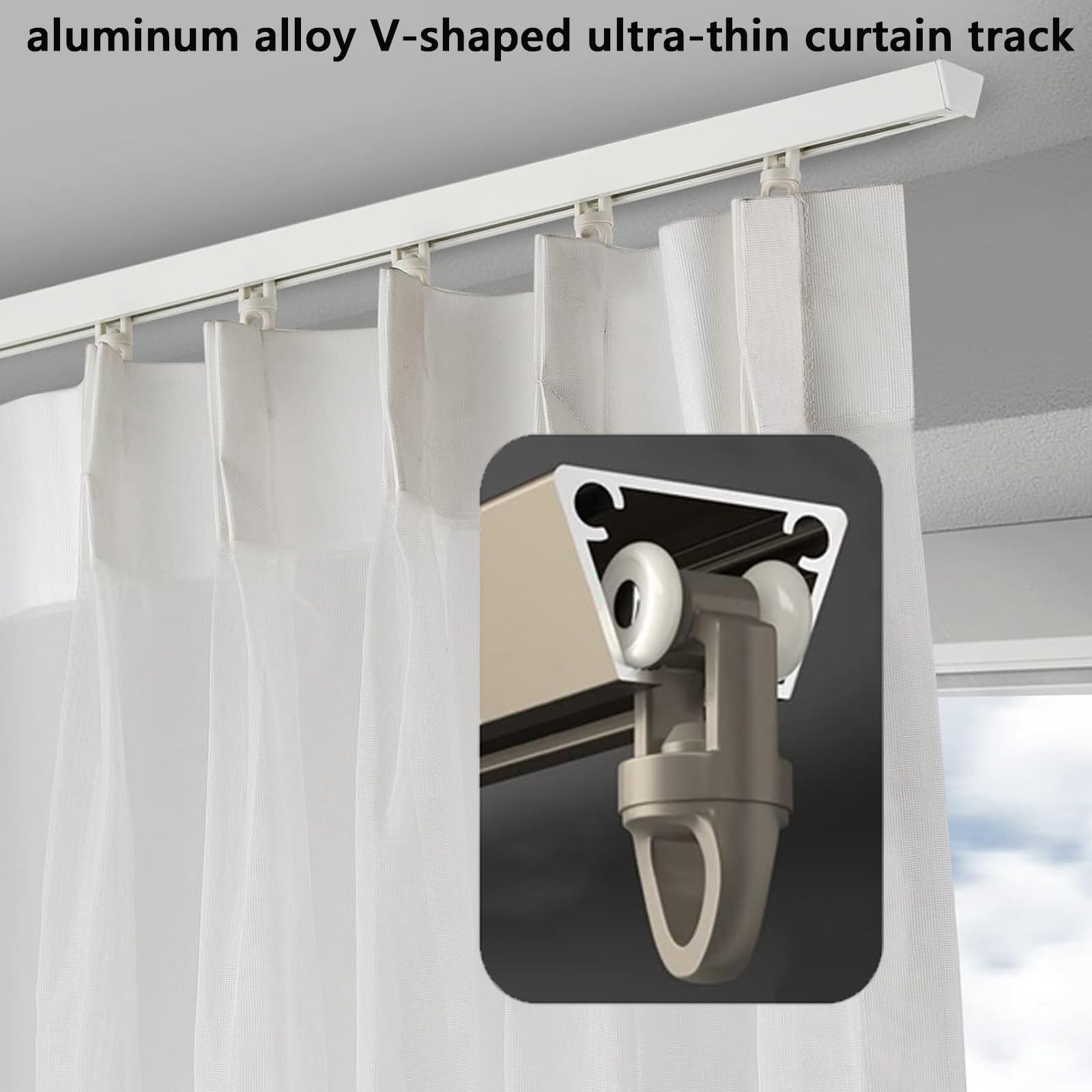 Aluminiowy system szyn sufitowych, 1-5 m, pręty dzielące pomieszczenie do białego montażu sufitowego, idealne do dzielenia domu i biura