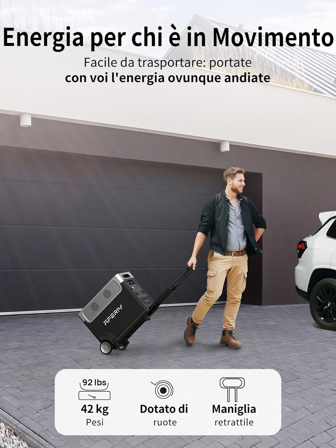 AFERIY Generador Electrico Solar 3600 W Con 4 Pannelli Solari Da 400 W, Batteria Portatile Lifepo4, 220 V-240 V, Pannello Solare Pieghevole Con Usb, Ip65, Per Campeggio, Viaggi, Alimentazione
