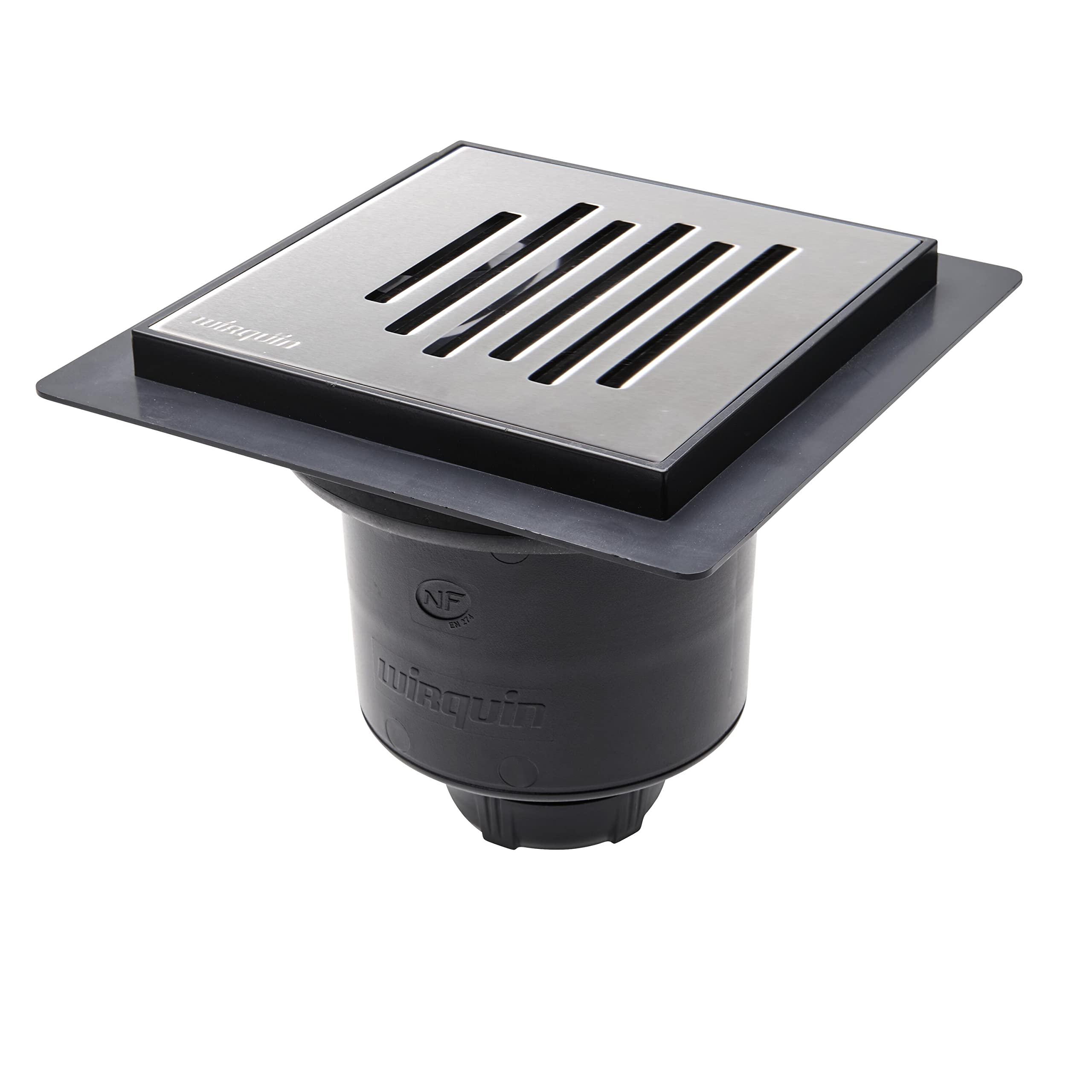 Wirquin 30723963 Bonde de Douche à Chaper Venisio Vertical 11,5 x 11,5 cm | Grille inox brossé, débit 32 L/min, installation facile, anti-odeurs, entretien facile, chromé