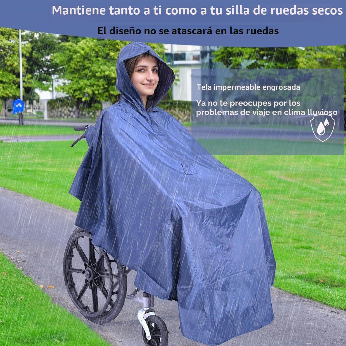 Poncho impermeable para silla de ruedas, capa a prueba de viento para movilidad