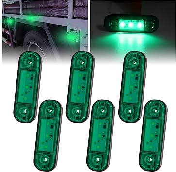 Side Marker LED, Side Marker Clearance Light, Side Marker Light, Surface Mount Little Boat Light 3 LED, Truck Trailer Front Rear Indicator Lamp Green Set of Six