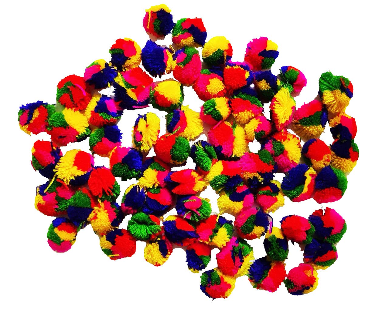 BITONA® 70 -100 Approx Multicoloured Pom Pom Wool Balls for Making Rakhi , Art and Craft and Decoration DIY