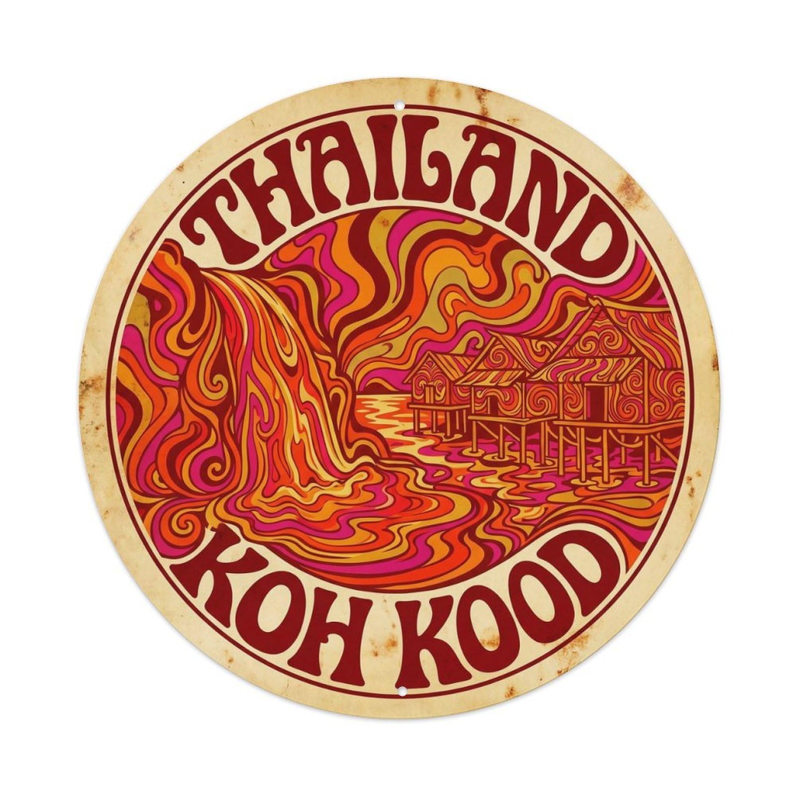 Este 8X8inch Style Thailand Koh Kood Coastal Travel Island Resort Metal Tin Sign