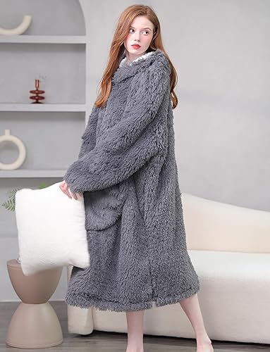 Miniatura 4 de Sudadera con capucha de invierno de gran tamaño, suave y cálida, forro polar Sherpa con capucha para hombres, mujeres y adolescentes